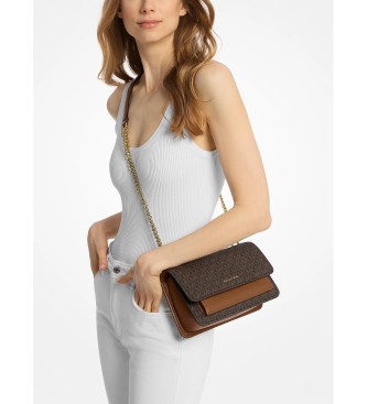 Michael Kors Borsa a tracolla grande Claire con logo, marrone