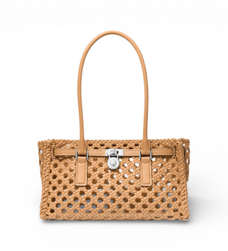 Michael Kors Mala de m�o bege Hamilton Moderne pequena tricotada � m�o