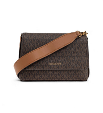 Michael Kors Bolsa de ombro pequena Nessa com logtipo castanho