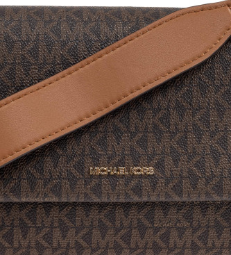 Michael Kors Bolsa de ombro pequena Nessa com logtipo castanho