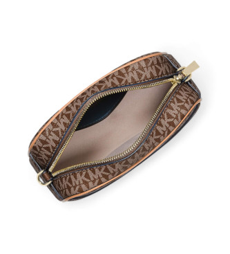 Michael Kors Bandolera para cmara Jet Set pequea con logotipo marrn