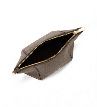 Michael Kors Brązowa torba półksiężyc z monogramem