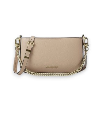 Michael Kors Small beige grained leather transformable Bryant Pochette bag