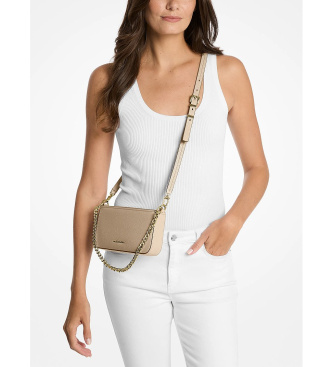 Michael Kors Small beige grained leather transformable Bryant Pochette bag