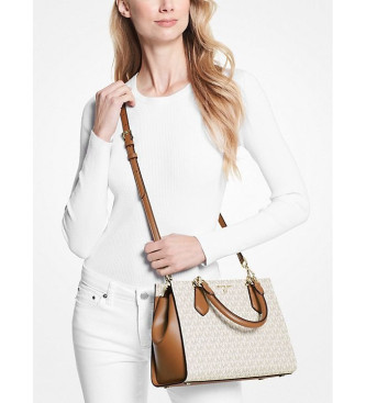 Michael Kors Bolso satchel Marilyn mediano con logotipo beige
