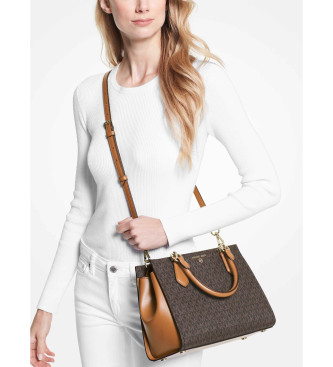 Michael Kors Bolso satchel Marilyn mediano con logotipo marrn