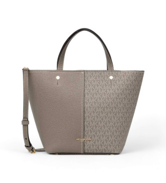 Michael Kors Bolso tote Flora grande de piel con logotipo gris