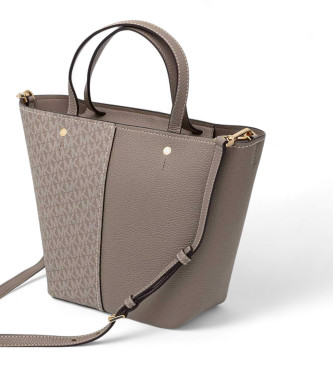Michael Kors Bolso tote Flora grande de piel con logotipo gris
