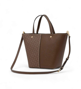 Michael Kors Bolso tote Flora grande de piel con logotipo marrn