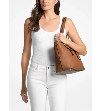 Michael Kors Bolsa tote Jet Set Travel média de couro granulado castanho