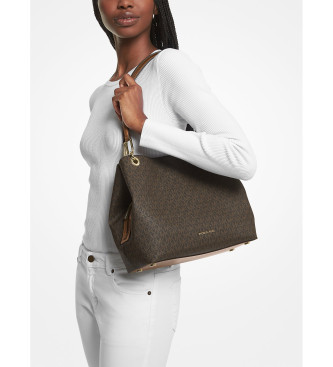 Michael Kors Bolso tote Kensington grande con logotipo marrn