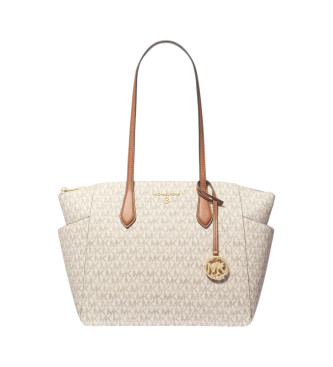 Michael Kors Marilyn tygvska medium med beige logotyp  