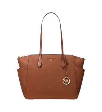 Michael Kors Saco tote em pele saffiano castanho Marilyn, tamanho mdio