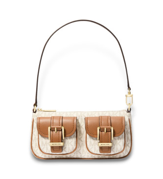 Michael Kors Zoe liten vska med beige logotyp