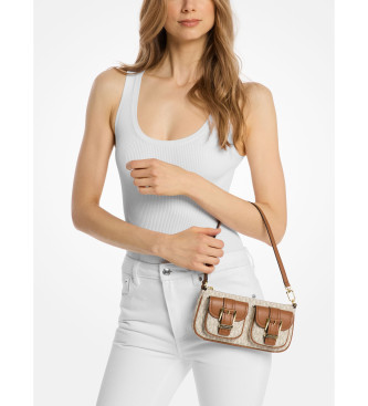 Michael Kors Zoe liten vska med beige logotyp