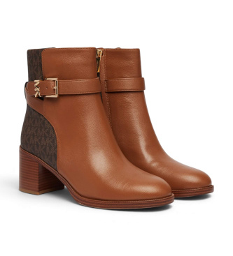 Michael Kors Leren enkellaarsjes met hak Rachel bruin