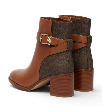 Michael Kors Leren enkellaarsjes met hak Rachel bruin