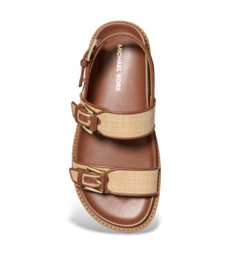 Michael Kors Usnjene sandale z rjavo zaponko