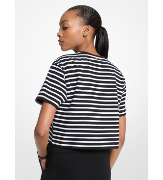 Michael Kors T-shirt curta de algodo s riscas com logtipo preto