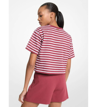 Michael Kors T-shirt curta de algodo s riscas com logtipo vermelho