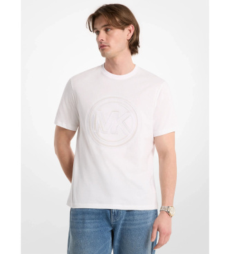 Michael Kors Maglietta in maglia liscia di cotone con decorazione logo bianco