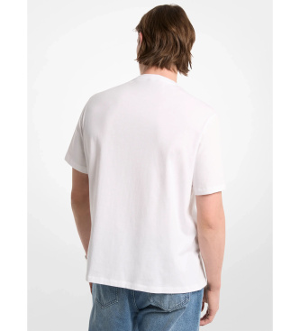 Michael Kors Maglietta in maglia liscia di cotone con decorazione logo bianco