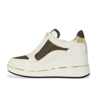 Michael Kors Sneaker Emmy in pelle beige e marrone