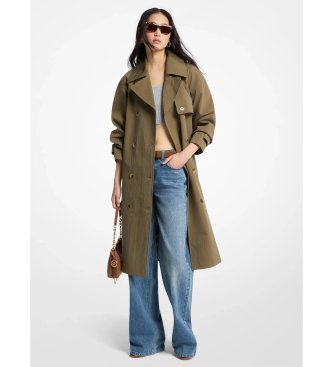 Michael Kors Oversized gabardine af vasket bomuld og grønlig brun nylon