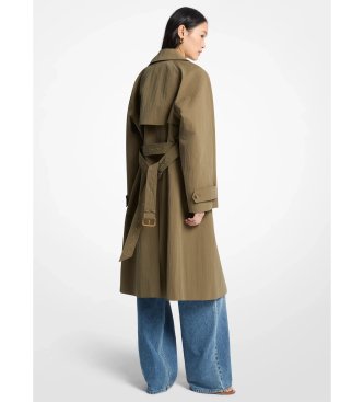Michael Kors Oversized gabardine af vasket bomuld og grønlig brun nylon