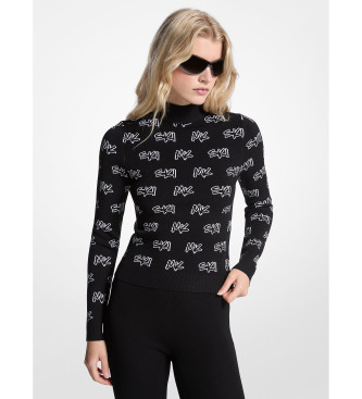 Michael Kors Jersey Ski de jacquard con logotipos y cuello alto negro