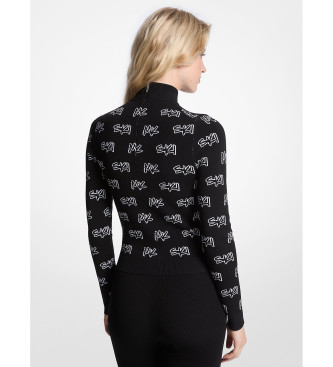Michael Kors Jersey Ski de jacquard con logotipos y cuello alto negro