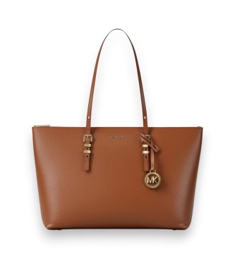 Michael Kors Borsa tote Quinn grande in pelle granulata marrone
