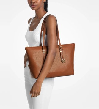Michael Kors Borsa tote Quinn grande in pelle granulata marrone