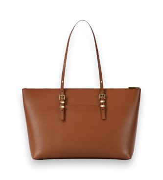 Michael Kors Borsa tote Quinn grande in pelle granulata marrone