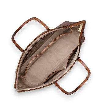 Michael Kors Borsa tote Quinn grande in pelle granulata marrone