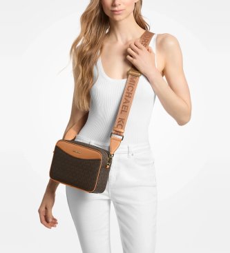 Michael Kors Tracolla Bev grande con logo marrone
