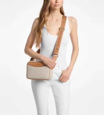 Michael Kors Borsa a tracolla Bev grande con logo beige