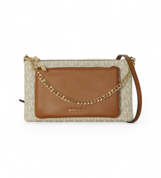Michael Kors Bežna naramna torba z monogramom, rjava