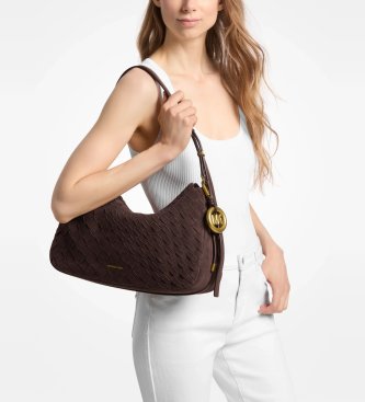 Michael Kors Borsa Nolita media in camoscio intrecciato a mano marrone