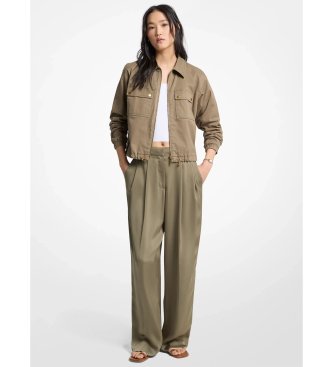 Michael Kors Pantalone in raso drappeggiato a gamba larga verde