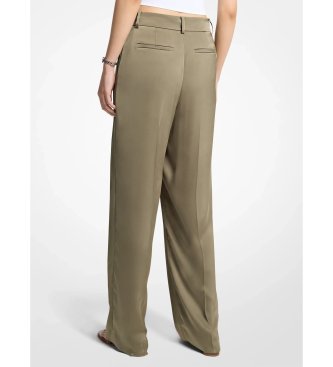 Michael Kors Pantalone in raso drappeggiato a gamba larga verde