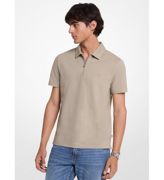 Michael Kors Polo de piqu de mezcla de algodn con cremallera   beige