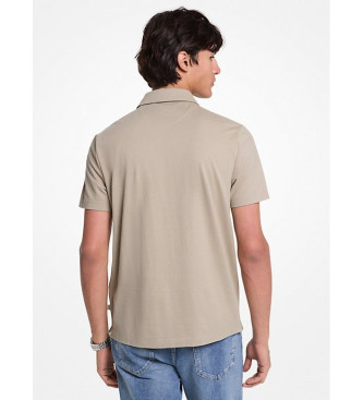 Michael Kors Polo de piqu de mezcla de algodn con cremallera   beige