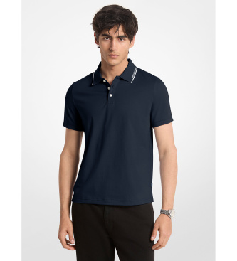 Michael Kors Plain knitted cotton polo shirt with navy trimming