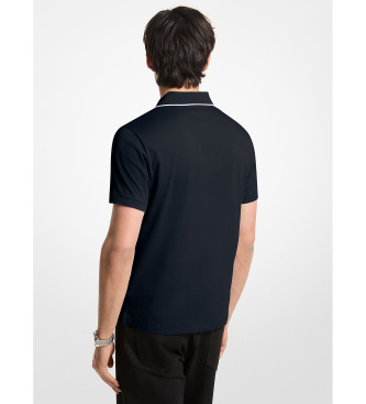 Michael Kors Plain knitted cotton polo shirt with navy trimming