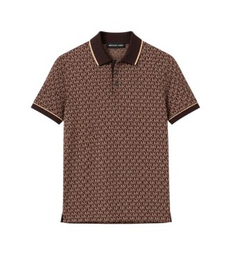 Michael Kors Plain cotton knit polo shirt with logo brown