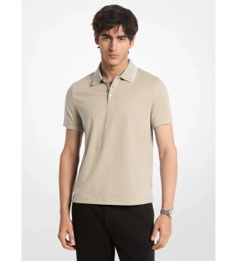 Michael Kors Polo in maglia liscia di cotone con rifinitura beige