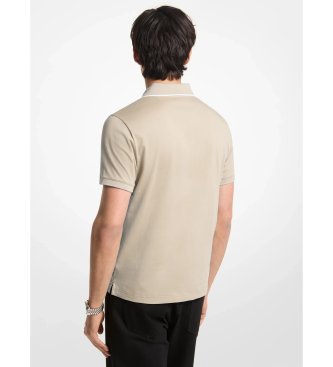 Michael Kors Polo in maglia liscia di cotone con rifinitura beige