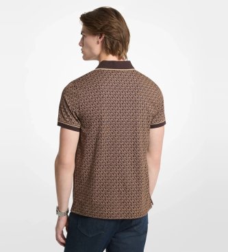 Michael Kors Plain cotton knit polo shirt with logo brown