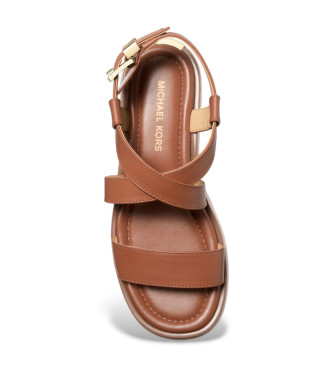 Michael Kors Brown Lynn Leather Sandals